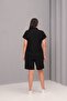 Women's Plus Size Black, Low Sleeve Blouse, Waist Elastic Pocket Shorts, 2Pcs Set 65N39067 - 4