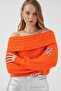 Women's Open Shoulder Oversize Knitwear Sweater Orange 1235 - 4