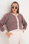Women's Stripe Patterned Metal Buttoned Knitwear Knitted Cardigan 255210 - - 2