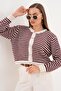 Women's Stripe Patterned Metal Buttoned Knitwear Knitted Cardigan 255210 - - 4