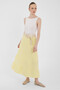 Butter Yellow Linen Look 100% Cotton Layered Long Skirt 4801A - 6