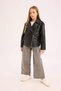 New Season Girl's Water Repellent Zippered Faux Leather Jacket Coat - 3