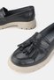 Women's Anthracite Patent Leather Genuine Natural Leather 36-41 Size Tasseled Loafer Shoes - 3