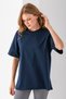 Women's Crew Neck Plain Basic Cotton T-Shirt Navy Blue - 25501 - 6