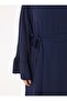 Plus Size Dress with Flounced Skirt and Tie Waist - Navy Blue - - 4