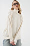 Women's Turtleneck Oversize Knitwear Sweater Ecru 1247 - 4