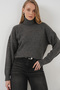 Women's Turtleneck Oversize Knitwear Sweater Anthracite 1247 - 4