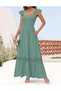 Summer Dress 2023 Women's Sleeveless Square Neck Smocked High Waist Ruffle Hollow Out Flowy A-line - 2