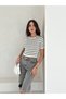 Stripe Detailed Short Sleeve Knitwear Blouse - 4