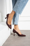 Burgundy Matte Vegan Leather 7cm Thin Heels Memory Pad Pointed Toe Daily Office Evening Dress Stiletto - 4