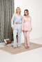 Women's Blue Special Design Lace Long Sleeve Cotton Maternity Pajama Set