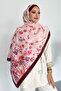 Flowers Floral Patterned Burgundy Color Soft Cotton Shawl - 5