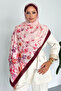 Flowers Floral Patterned Burgundy Color Soft Cotton Shawl - 7