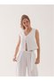 100% Natural Sleeveless Lace-Up Linen Vest - 8