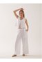 100% Natural Sleeveless Lace-Up Linen Vest - 7