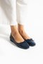 Navy Blue Patent Leather Toe Bow Detailed Women's Ballerinas – Vegan Leather, Non-Slip Sole, Casual & Office Chic - 2