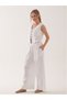 100% Natural Sleeveless Lace-Up Linen Vest - 2