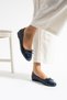 Navy Blue Patent Leather Toe Bow Detailed Women's Ballerinas – Vegan Leather, Non-Slip Sole, Casual & Office Chic - 4