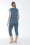 Women's Viscose Elastane Fabric Short Sleeve Top - Capri Set with Lace Bottom / Dark Green 14531 - 7
