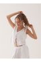 100% Natural Sleeveless Lace-Up Linen Vest - 3