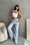 Elastic Waist Tied Waterway Stripe Wide Leg Pants - High Waist Comfortable Textured Knitted - 3