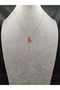 Orange Crescent Moon Steel Necklace with Gold Color Stone - 2
