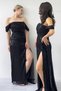 Women's Off-Shoulder Sequin Slit Evening Dress Sea Green, Powder, Black, Red, Navy, Beige
