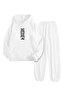 White Tracksuit Set – Money Printed, Hooded Sweatshirt and Jogger Pants