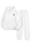 White Tracksuit Set – Made in 1988 Minimal Printed, Hooded Sweatshirt and Jogger Pants
