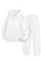 White Tracksuit Set – Need Love Printed, Hooded Sweatshirt and Jogger Pants