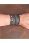 5-Piece Men's Bracelet Ax Figure Genuine Leather Bracelet Onyx Bead Bracelet - 3