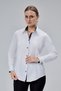 White Cotton Satin Lycra Marbled Slim Fit Women's Shirt with Stitching and Button Detail - 3