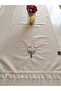 Embroidered Authentic Organic Fringed Soft Linen Runner 47X120 cm - 8