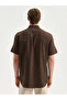 Regular Fit Short Sleeve Linen Look Men's Shirt - 4
