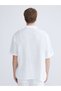 White Comfortable Fit Resort Collar Short Sleeve Muslin Men's Shirt - 7
