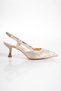 Women's 5 cm Style Heeled Stone Embroidered Evening Dress Shoes Skin Satin - 5