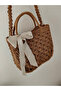 Design Hand Knitted Paper Rope Scarf Detailed Women's Shoulder and Hand Bag (Small Size) - 2