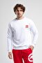 Eastside White Crew Neck Embroidered Loose Fit Men's Sweatshirt