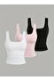 3-Piece Women's Tank Top Sleeveless Lycra Buluz Mixed Colors De Comfortable Cut Modern Design Basic Buluz