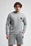 Eastside Gray Crew Neck Embroidered Loose Fit Men's Sweatshirt - 2