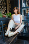 3091 Cream Solid Color Perforated Anatomical Slippers - 2