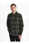 Giyçık Store Khaki Regular Fit Long Sleeve Plaid Poplin Men's Shirt