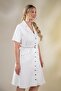 1122538 Women's Plus Size Belted Gabardine Dress White - 4