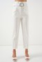 Women's Belted Fabric Trousers Ecru 1256 - 4
