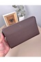 Genuine Leather Combination Zipper Handbag Dark Brown Color 2105 - 3