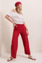 Women's Comfortable Fit Knitted Trousers Red 1253 - 2