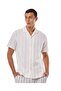 Striped Shirt with Revere Collar and Short Sleeves