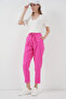 Women's Belted Linen Trousers Fuchsia 1278 - 3