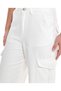 Solid Wide Leg Cargo Jeans with Button Closure - 5