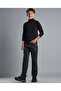 Solid T-Shirt with High Neck and Long Sleeves